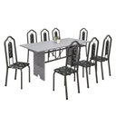 Ver imagem 2 de Conjunto de Mesa 180x75cm Tampo Granito com 8 Cadeiras Bianca Prata/Martelado/Ocre/Preto Floral