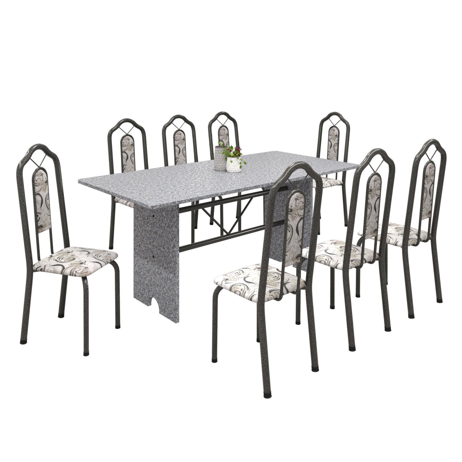 Conjunto de Mesa 180x75cm Tampo Granito com 8 Cadeiras Bianca  - 2