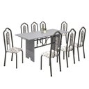 Ver imagem 2 de Conjunto de Mesa 180x75cm Tampo Granito com 8 Cadeiras Bianca Prata/Martelado/Ocre/Arabesco