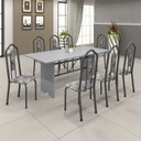 Ver imagem 1 de Conjunto de Mesa 180x75cm Tampo Granito com 8 Cadeiras Bianca Prata/Martelado/Ocre/Paraopeba