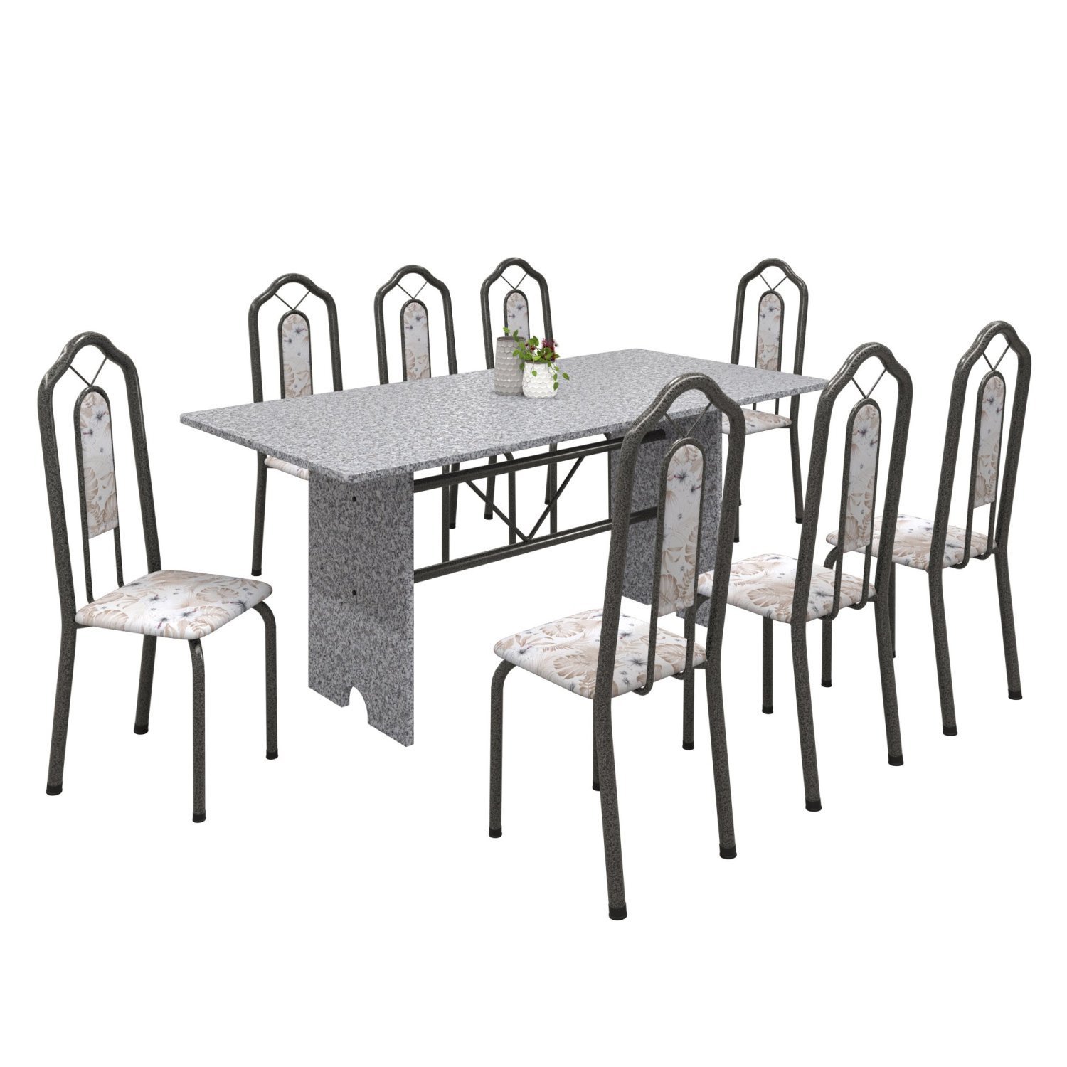 Conjunto de Mesa 180x75cm Tampo Granito com 8 Cadeiras Bianca  - 2