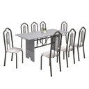 Ver imagem 2 de Conjunto de Mesa 180x75cm Tampo Granito com 8 Cadeiras Bianca Prata/Martelado/Ocre/Botanic Bege