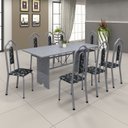 Ver imagem 1 de Conjunto de Mesa 180x75cm Tampo Granito com 8 Cadeiras Bianca Branco/Martelado Pérola/Ocre/Preto Floral