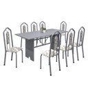 Ver imagem 2 de Conjunto de Mesa 180x75cm Tampo Granito com 8 Cadeiras Bianca Branco/Martelado Pérola/Ocre/Arabesco
