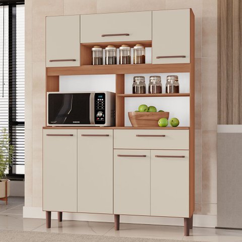 Armário de Cozinha Roma 100% MDF 7 Portas e 1 Gaveta