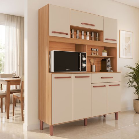 Armário de Cozinha Roma 100% MDF 7 Portas e 1 Gaveta
