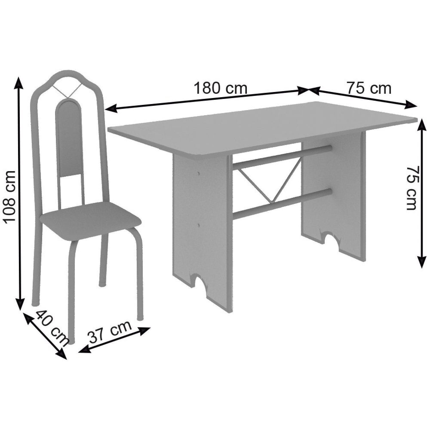 Conjunto de Mesa 180x75cm Tampo Ardósia com 8 Cadeiras Bianca  - 3