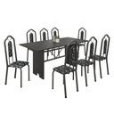 Ver imagem 2 de Conjunto de Mesa 180x75cm Tampo Ardósia com 8 Cadeiras Bianca Soma Móveis Prata/Martelado/Ardosia Indiano/Preto Floral
