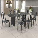 Ver imagem 1 de Conjunto de Mesa 180x75cm Tampo Ardósia com 8 Cadeiras Bianca Soma Móveis Prata/Martelado/Ardosia Indiano/Preto Floral