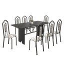 Ver imagem 2 de Conjunto de Mesa 180x75cm Tampo Ardósia com 8 Cadeiras Bianca Soma Móveis Prata/Martelado/Ardosia Indiano/Arabesco