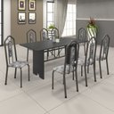 Ver imagem 1 de Conjunto de Mesa 180x75cm Tampo Ardósia com 8 Cadeiras Bianca Soma Móveis Prata/Martelado/Ardosia Indiano/Paraopeba