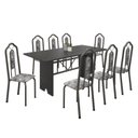 Ver imagem 2 de Conjunto de Mesa 180x75cm Tampo Ardósia com 8 Cadeiras Bianca Soma Móveis Prata/Martelado/Ardosia Indiano/Paraopeba