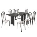 Ver imagem 2 de Conjunto de Mesa 180x75cm Tampo Ardósia com 8 Cadeiras Bianca Soma Móveis Prata/Martelado/Ardosia Indiano/Botanic Bege