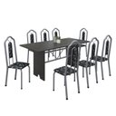 Ver imagem 2 de Conjunto de Mesa 180x75cm Tampo Ardósia com 8 Cadeiras Bianca Soma Móveis Branco/Martelado Pérola/Preto Floral