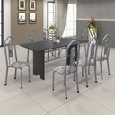 Ver imagem 1 de Conjunto de Mesa 180x75cm Tampo Ardósia com 8 Cadeiras Bianca Branco/Martelado Pérola/Paraopeba