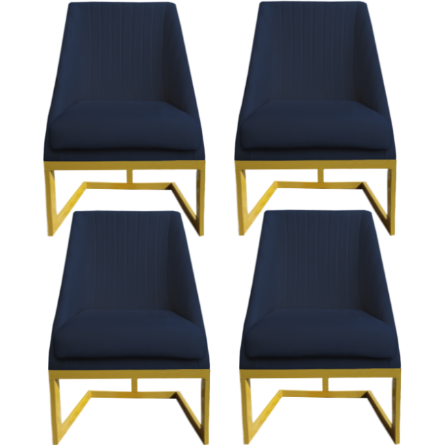 Kit 04 Cadeiras Para Sala de Jantar Ana Base de Ferro Veludo Azul Marinho D'Classe Decor - 1