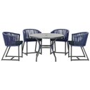 Ver imagem 1 de Mesa com 4 Cadeiras e Noronha Estofado 12 Trama Original Azul