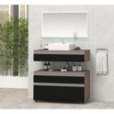 Ver imagem 1 de Gabinete para Banheiro com Cuba e Espelheira 80cm Safira Marrom/Preto