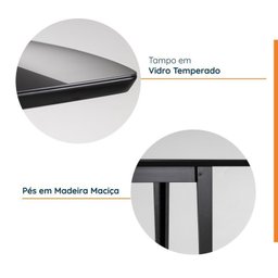 Conjunto Mesa de Jantar Tampo Vidro e MDF 1,60m e 6 Cadeiras Tiê CabeCasa MadeiraMadeira - 4
