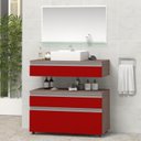 Ver imagem 1 de Gabinete para Banheiro com Cuba e Espelheira 80cm Safira Marrom/Vinho