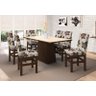 Conjunto Mesa de Jantar Tóquio Tampo Vidro com 6 Cadeiras Madeira Flora Tabaco/floral Espresso Móvei - 1