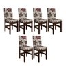 Conjunto Mesa de Jantar Tóquio Tampo Vidro com 6 Cadeiras Madeira Flora Tabaco/floral Espresso Móvei - 4