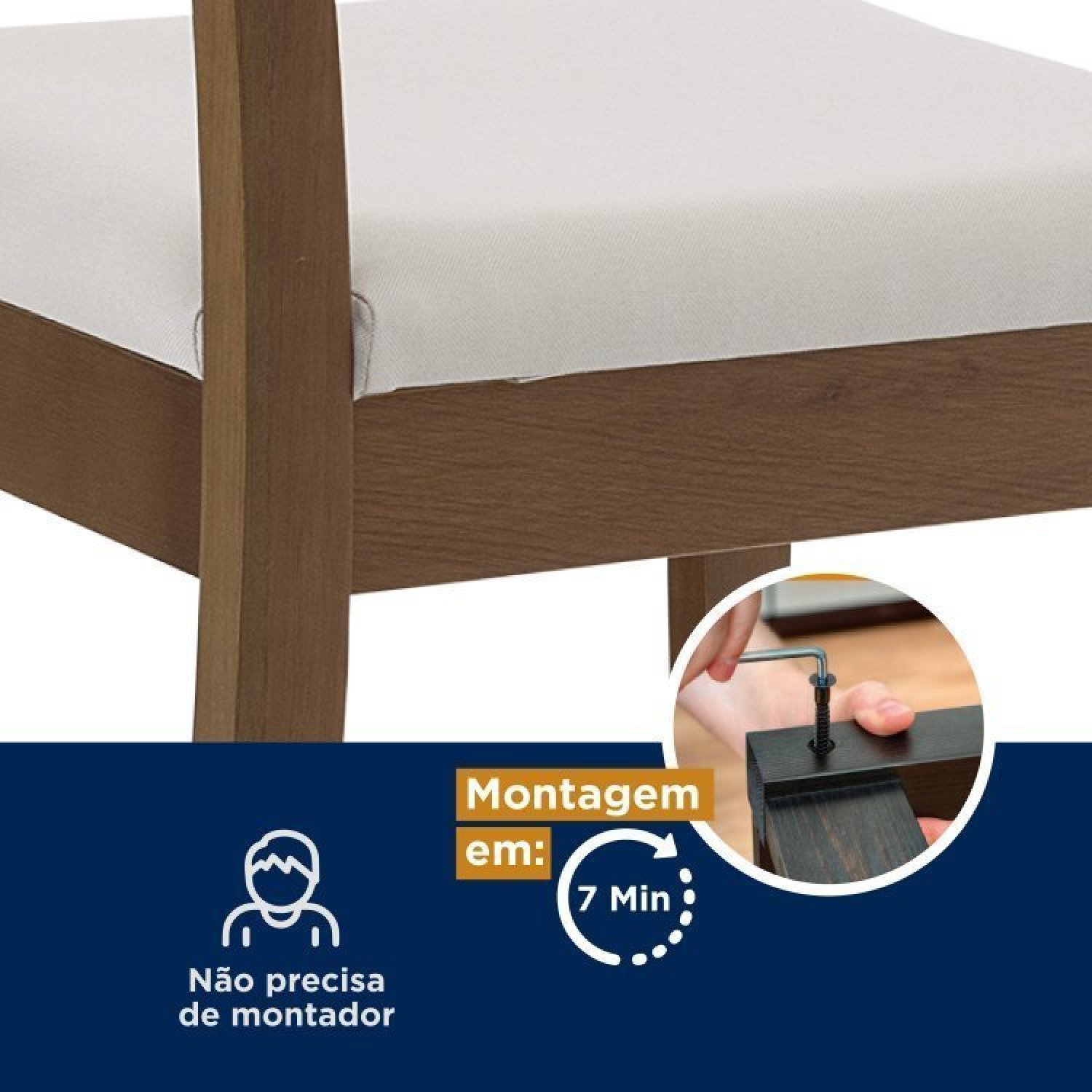 Conjunto Mesa de Jantar Tampo MDF 1,80m e 6 Cadeiras Tiê CabeCasa MadeiraMadeira - 7