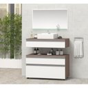 Ver imagem 1 de Gabinete para Banheiro com Cuba e Espelheira 80cm Safira Marrom/Branco