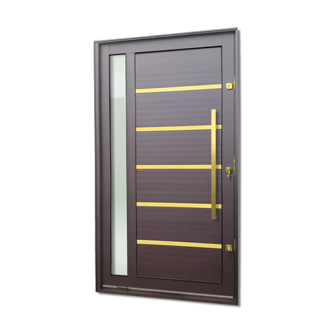 Porta Pivot.Alumínio Lamb.Miraggio c/Pux.D.Elite Marrom Gold 216x150 Brimak