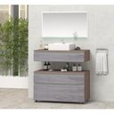 Ver imagem 1 de Gabinete para Banheiro com Cuba e Espelheira 80cm Safira Marrom/Rovere