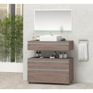 Gabinete para Banheiro com Cuba e Espelheira 80cm Safira