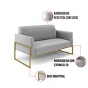 Ver imagem 6 de Sofá Namoradeira Base Industrial Alta Dourado Marisa Suede Cinza D03 - D’Rossi