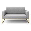 Ver imagem 3 de Sofá Namoradeira Base Industrial Alta Dourado Marisa Suede Cinza D03 - D’Rossi