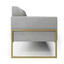 Ver imagem 4 de Sofá Namoradeira Base Industrial Alta Dourado Marisa Suede Cinza D03 - D’Rossi