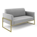 Ver imagem 1 de Sofá Namoradeira Base Industrial Alta Dourado Marisa Suede Cinza D03 - D’Rossi
