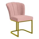 Ver imagem 4 de Cadeira Jantar Flor Mesa Cozinha Reforçada Base Metal Dourada Cor:rosa