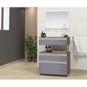 Ver imagem 1 de Gabinete para Banheiro com Cuba e Espelheira 60cm Safira Marrom/Rovere