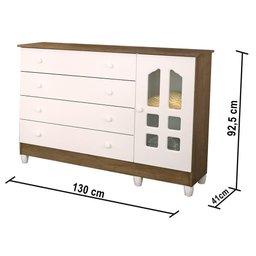 Quarto de Bebê Gran Selena Berço 3 em 1 Lila Cômoda com Porta Branco Amadeirado Carolina Baby - 6