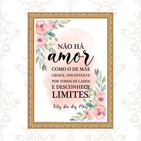 Quadro Moldura Dourada Amor de Mãe 24x18cm:com Vidro