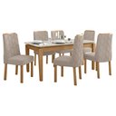 Ver imagem 2 de Conjunto Sala de Jantar Mesa 180x90cm Tampo MDF/Vidro com 6 Cadeiras Astrid Móveis Lopas