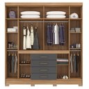 Ver imagem 3 de Guarda Roupa Casal New Realce Ele/ela 201cm - Amêndola Touch/grafito