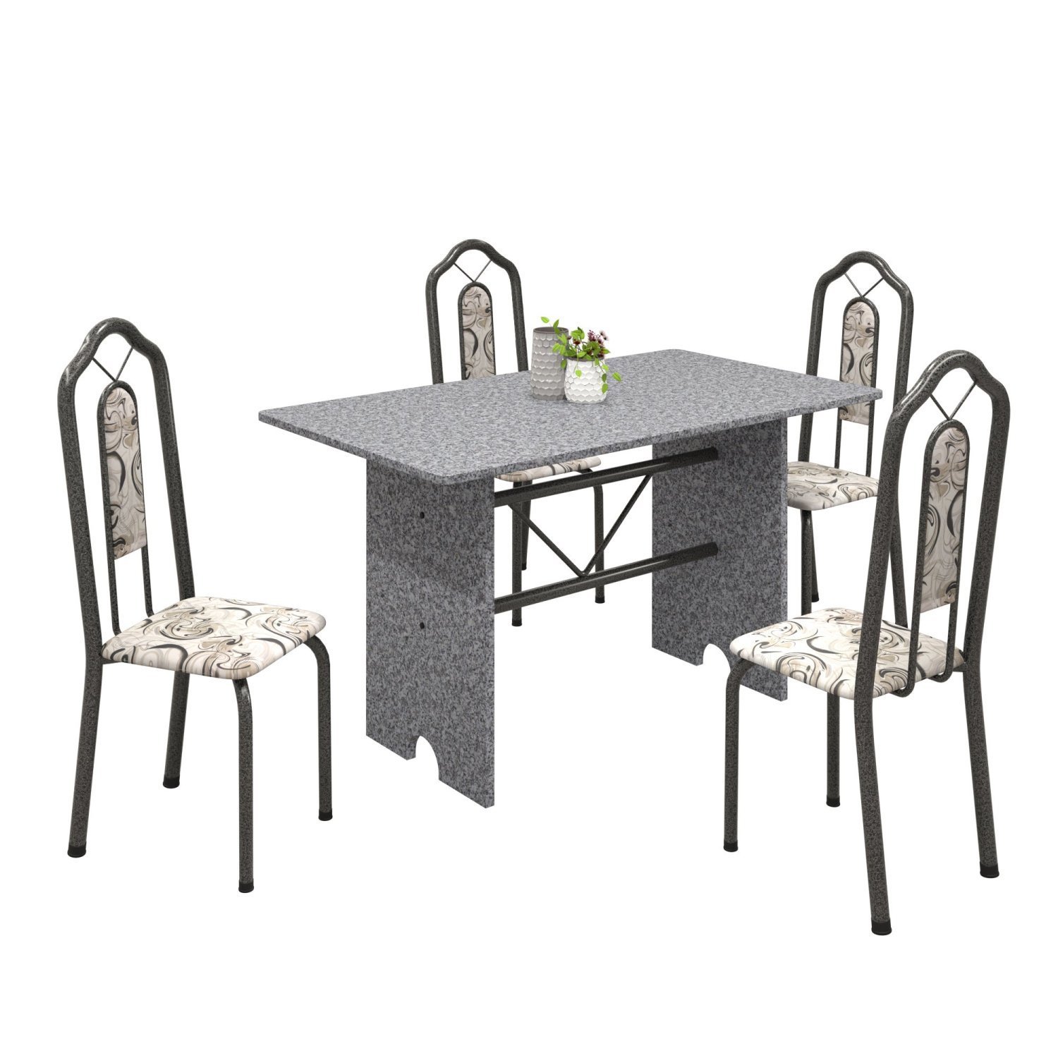 Conjunto de Mesa 120x75cm Tampo Granito com 4 Cadeiras Bianca Soma Móveis - 2