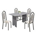 Ver imagem 2 de Conjunto de Mesa 120x75cm Tampo Granito com 4 Cadeiras Bianca Soma Móveis Branco/Martelado Perola/Ocre/Arabesco