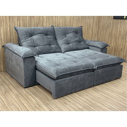 Sofá Retrátil Reclinável 2,30 m Cinza 330 Boa Vista - 1 Sofá Retrátil Reclinável 2,30 m Cinza 330 Boa Vista - 1