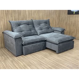 Sofá Retrátil Reclinável 2,30 m Cinza 330 Boa Vista - 4 Sofá Retrátil Reclinável 2,30 m Cinza 330 Boa Vista - 4