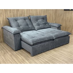 Sofá Retrátil Reclinável 2,30 m Cinza 330 Boa Vista - 2 Sofá Retrátil Reclinável 2,30 m Cinza 330 Boa Vista - 2