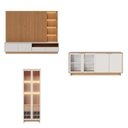 Ver imagem 2 de Home Theater Ripado Tv até 82 Polegadas 240cm com Led Cristaleira 2 e 1 Buffet 4 Portas Marrom Freijó/Off White Matte