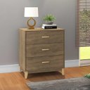 Ver imagem 2 de Cômoda Pequena para Quarto 70 X 78 X 45 Cm 3 Gavetas Pés Madeira Mdp Freijó - Clicklar