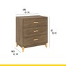 Cômoda Pequena para Quarto 70 x 78 x 45 Cm 3 Gavetas Pés Madeira MDP Freijó - ClickLar - 3