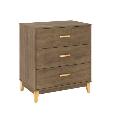 Cômoda Pequena para Quarto 70 X 78 X 45 Cm 3 Gavetas Pés Madeira Mdp Freijó - Clicklar